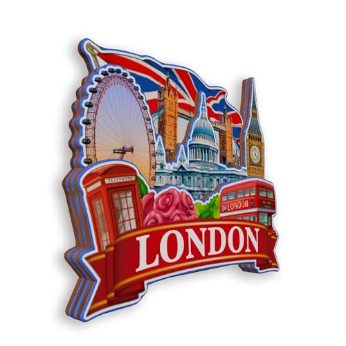 Imán de refrigerador Londres Reino Unido con diseño 3D miniatura 2