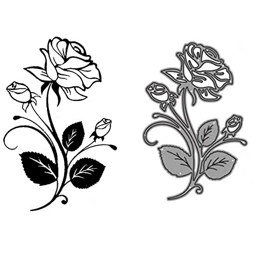XMYXCRAFT 1 Pc Rose Flower Metal Die Cuts, Spring Flower Leaves Card Cutting Dies for DIY Scrapbooking Album Decorative Embossing Paper Dies for Card Making