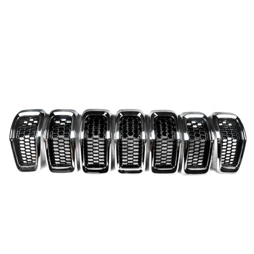Calandre avant pour Jeep Cherokee garniture chromée haut de gamme et maille noire 7 pièces