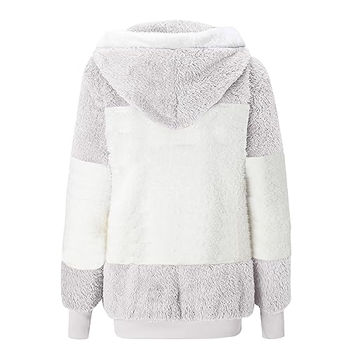 Womens Coats and Jackets with Hood Winter Fuzzy Fleece Jacket Full Zip Plush Hooded Cardigan Coats Oversized Trendy3