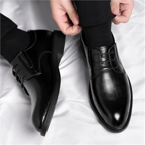 Men's Lace up Elevator Leather Dress Shoes Four Seasons Business Comfortable Office Wedding Groom Casual Work Footwear3
