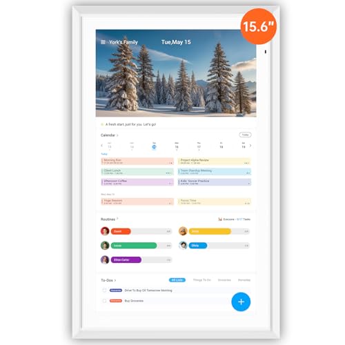 ApoloSign Digital Calendar: Electronic Calendar, Smart Touchscreen Interactive Display for Chore Chart, Family Schedules Planner, Supports All Apps via Google Play (White, 15.6-inch)
