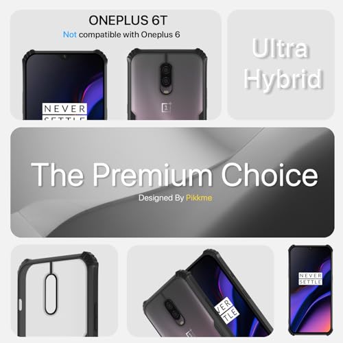 Image of Outlouders Back Cover for OnePlus 6T / Oneplus 7 | Ultra Hybrid Transparent | Full Camera Protection | Raised Edge | Crystal Clear Bumper Case (Black)