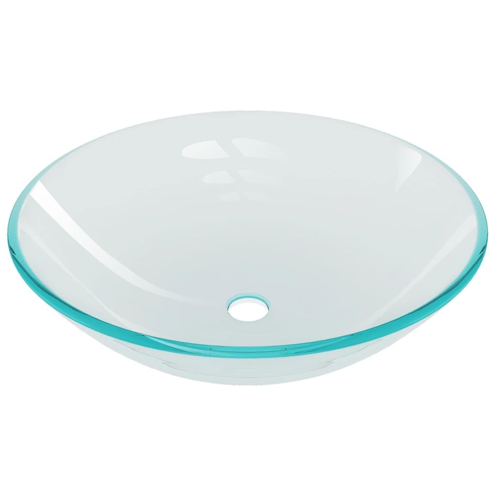 Brokky Lavabo con Grifo y tapón pulsador Cristal Templado Transparente Lavado De Bano