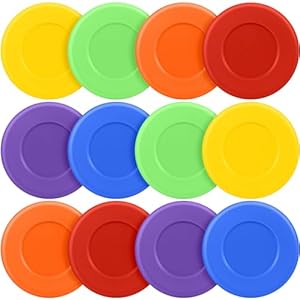 12 Pcs Assorted Ice Hockey Pucks Diameter 3″ Thickness 1″ Lightweight Hard Hollow Plastic Pucks for Practicing and Classic Training Street Hockey Puck Balls for Indoor