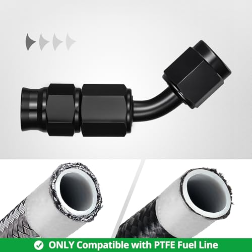 Image of EVIL ENERGY 3AN PTFE Hose End Fitting 45 Degree Black for PTFE Hose Only 4PCS