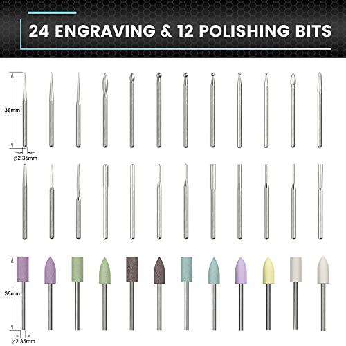 Am Arrowmax 199211-B Mini Electric Engraving Pen, 36 Bits With Aluminum Case, Bluetooth, App, Cordless Mini Rotary Tool thumb #4
