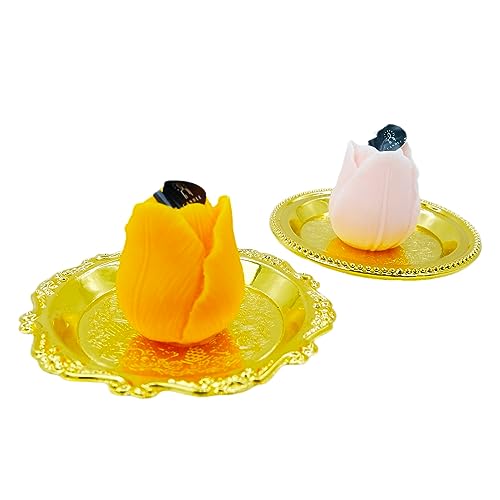 KCVC Juego de 4 velas perfumadas con forma de tulipán para mujer, vela de cera de soja aromática hecha a mano para decoración del hogar, vela de cortejo, velas de boda para ceremonia, vela romántica