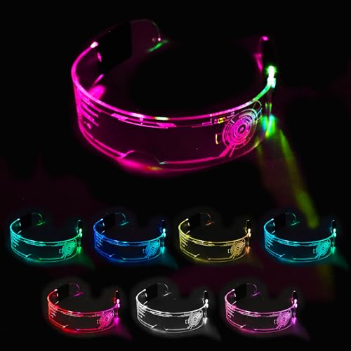 AolKee LED Light Up Brille, Leuchtende Neon Rave blinkende Brille für Cosplay, Party Supplies Festival Outfits für Kinder & Erwachsene, 1 Packung