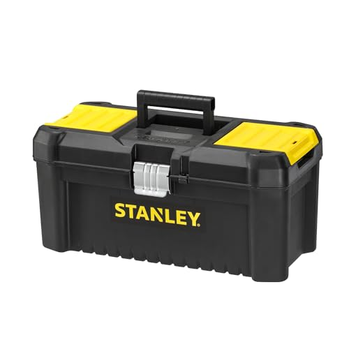 Stanley Werkzeugbox / Werkzeugkasten (16\", 20x19,5x41cm, Werkzeugkoffer mit Metallschließen, stabiler Organizer aus Kunststoff für diverse Werkzeuge, Koffer mit entnehmbarer Trage) STST1-75518