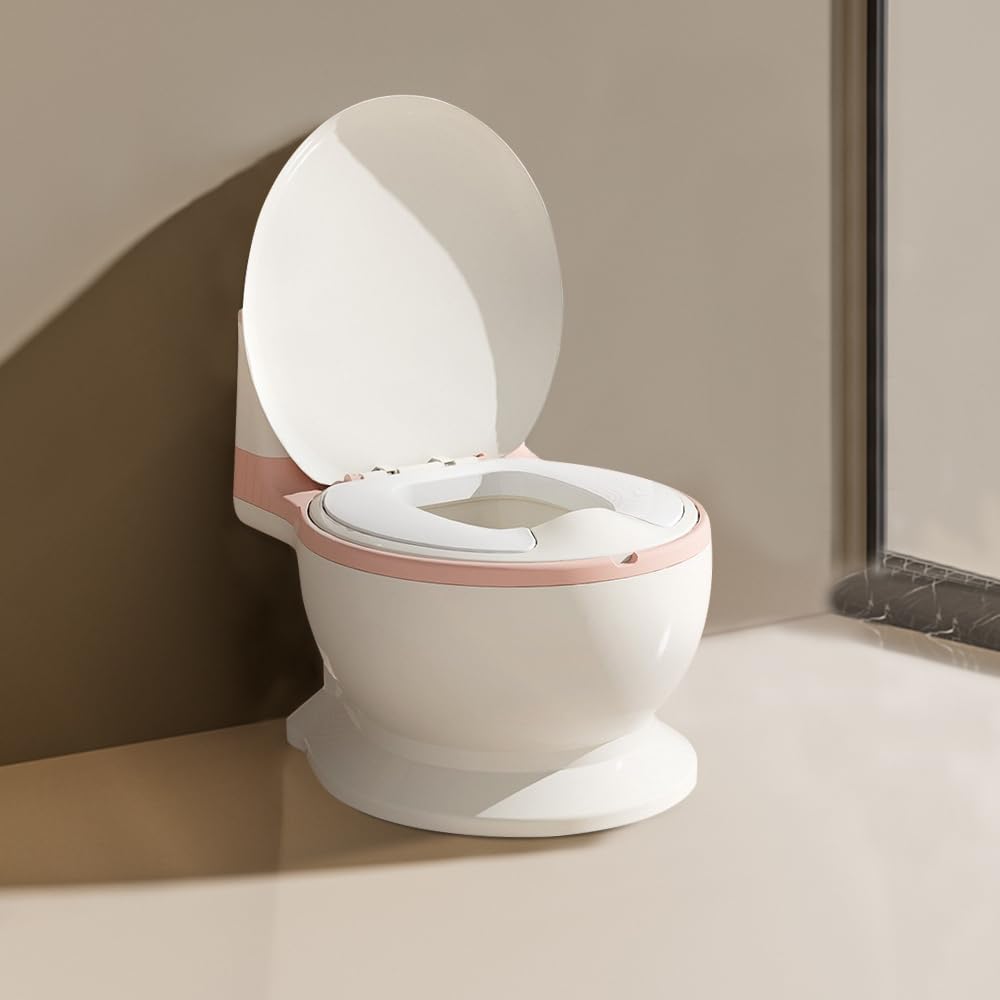 Maceta blanca Baby WC infantil, con sonido de drenaje, base antideslizante para la seguridad de tu bebé rosa, 2 unidades