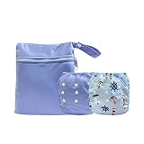 StieLu Wiederverwendbare Schwimmwindel 2er Set mit Nasstasche mitwachsend / verstellbar (0-3 Jahre) / Schwimmwindel Baby Badehose Junge Badeanzug Mädchen Blau