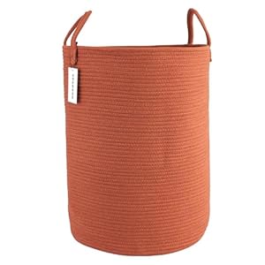 Cotton Rope Laundry Basket Hamper for Clothes Woven Storage Basket for Living Room Bedroom Boho Tall Rope Baskets for Blanket Toys Pillow Towels Baby Nursery Hamper Bin Large rustic