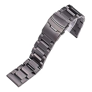 ZXF Horlogebanden, 18 20 22 24Mm Horlogebanden Armband Vrouwen Geborsteld Rvs Polshorloge Strap Band Dubbele Push Deployment Sluiting (Color : Zwart, Size : 20mm)