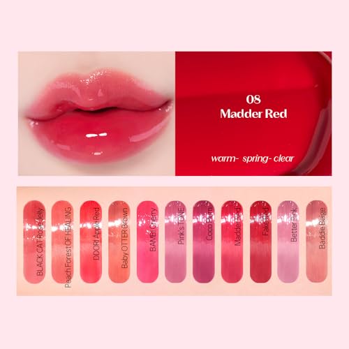 Image of ETUDE Over Growy Lip Stain Tint, Mudder Red, 0.1 oz (3 g), Lipstick, Glossy Finish, Highly Moisturizing, Melotint, Plush, Glossy, Volume, Vegan Certified