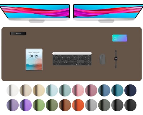 Image of Aothia Leather Desk Pad Protector, Office Desk Mat, Large Mouse Pad, Non-Slip PU Leather Desk Blotter, Laptop Desk Pad, Waterproof Desk Writing Pad for Office and Home (48 inchx17 inch, Coffee)