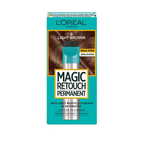 LOréal Paris Magic Retouch Instant Root Spray Light Brown 6. Gives flawless coverage for grey regrowth in 3 seconds. This 75ml spray offers quick easy and natural-looking root touch-up.