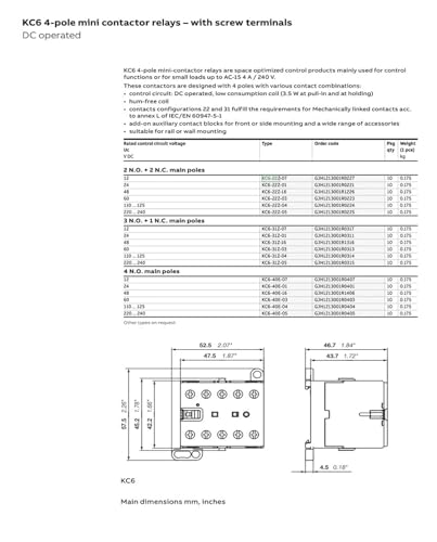 Mini contacteur 4 pôles KC6-40E relais de commande électrique inverseur 240V