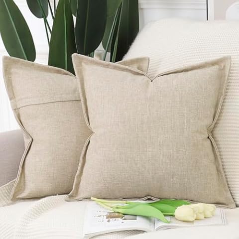 Madizz Set of 2 Beige Linen Cushion Covers Cover