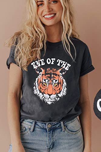 Eye of The Tiger Shirt Women Vintage Tiger Printed Short Sleeve Tshirt Throwback Concert T-Shirts Casual Tee Tops3