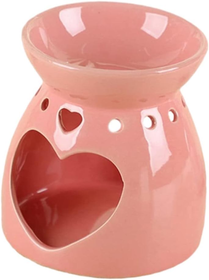 VICASKY Ceramic Craft Aroma Stove Pink Heart-Shaped Incense Burner Creative Censer for Home Office Yoga and Relaxation Decorative Aroma Diffuser