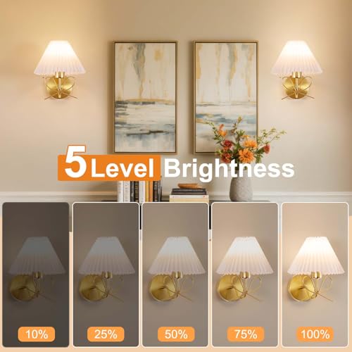 Image of ADISUN Modern Wall Sconce Set of Two, Battery Operated Wall Sconce Remote Control Dimmable Wall Lamp Wireless Sconces for Living Room Bathroom Dining Room Corridor Staircase