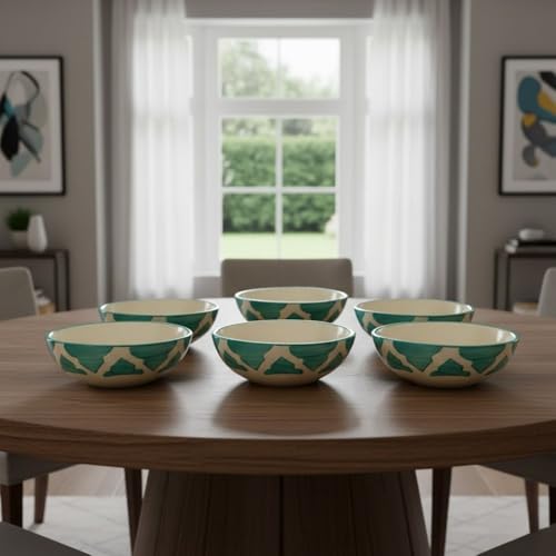 Image of Ceramic Bowl Set For Home Kitchen Use, Ideal For Breakfast Cereal, Smoothie Bowl, Fresh Fruits, Salad, Soup, Pasta and Snacks | Durable And Long-Lasting, Small Soy Sauce Dish (Green, Set of 2)