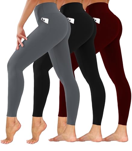 Dimore 3 Pack Leggings for Women with Pockets,Womens Workout Leggings High Waisted Yoga Pants for...