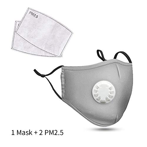 Safety Dust Maskï¼ŒBreathing Valve Respirator with 2 PM2.5 Filtersï¼ŒEasy Breathe Reusable Washable Face Maskï¼ŒProtection from Dust, Pollen, Pet Dander, Other Airborne Irritants (Grey)