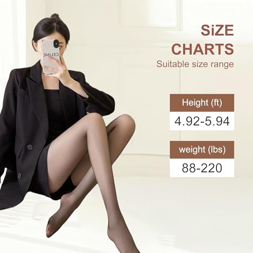 Image of Large Size 40D Women's Sheer Tights, High Waist Pantyhose for Women, Anti-Snagging Stockings (Black,1 Pair)