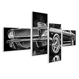 islandburner Cuadro sobre lienzo clásico Muscle Car Ford Mustang 1960 como mural de 4 piezas Edición P3