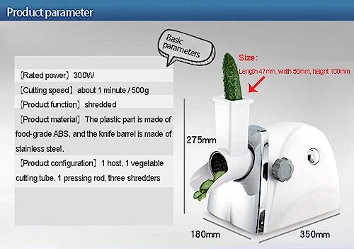 Electric Cheese Grater,Electric Rotary Grater for Vegetables & Fruits,Automatic Spiralizer with 3 Sets of Interchangeable Blades of Different Shapes for Cheese, Cucumber, Carrot - Image 7