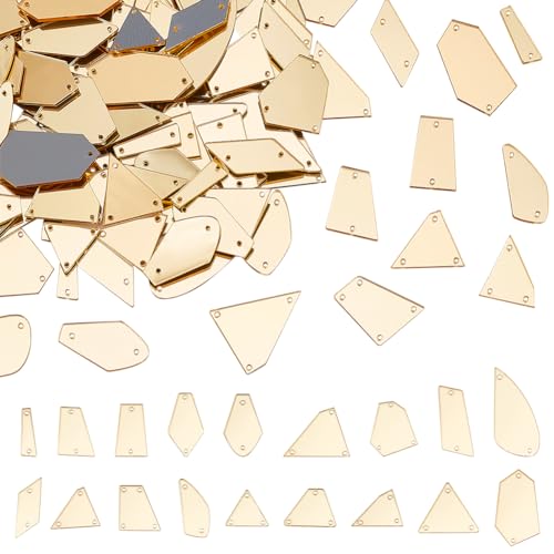 PH PandaHall 300pz 3 Misure Cucire su Specchio Acrilico Rotondo Piatto Retro Specchio Perline con Foro Argento Strass Specchio Fai da Te per Abiti in Costume Accessorio di Indumento, 10/15/20mm