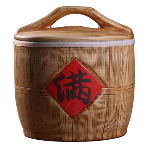 Contenedor de Arroz de Cerámica con Tapa, Dispensador de Arroz de Cerámica for el Hogar de Cocina, Contenedor Grande de Almacenamiento de Alimentos for Almacenamiento de Arroz, Harina