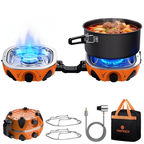 FUNYKICH 2-Burner Foldable Camping...