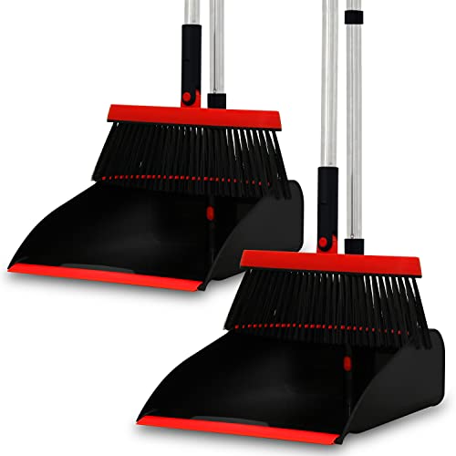Phyex 2-Pack Dustpan And Broom Set For Home Cleanup, Dustpan With Adjustable Handle, Broom With Dustpan Combo Set #TOP6