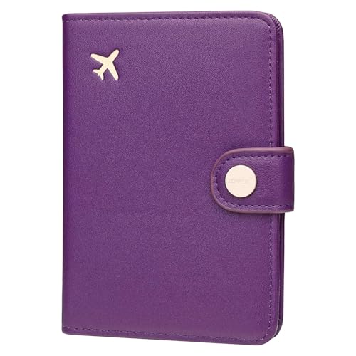 Image of ZOPPEN Passport Holder for Travel Essentials, RFID Blocking PU Leather Water-Resistant Lightweight Passport Cover with Multiple Card Slots, Easy to Carry Travel Wallet for Women Men, Lilac Purple