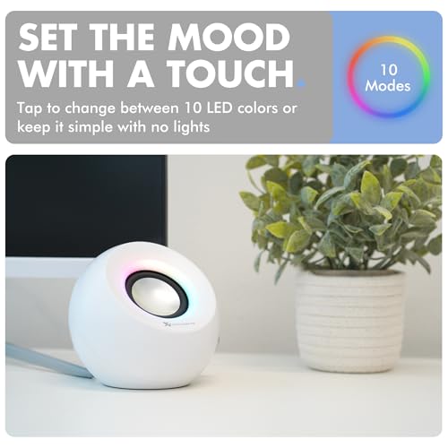 X9 Performance White Computer Speakers with RGB Lighting, Bluetooth, USB, and AUX - Triple Mode Connection, Dual 2.25" Drivers for Work and Play, Bluetooth Desktop Speakers for PC - White