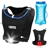 Gilet Running d'hydratation Réfléchissant - Lampe LED 300 lumens intégré, Ajustable, G...