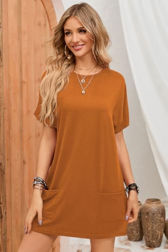 Dokotoo Tshirts Shirts for Women Oversized Short Sleeve Cute Summer Tops for Women 2026 Women's Tunic Tops Loose Fit Dressy to Wear with Leggings Mateinity Dress Trendy Clothes Outfits Orange XL