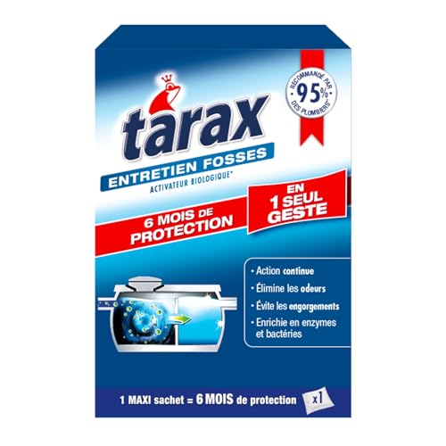 TARAX - Traitement Fosses Septiques 6 Mois - Élimine les Mauvaises Odeurs & Prévient les Engorgements - Activateur Fosse Septique à Base d'Enzymes et...