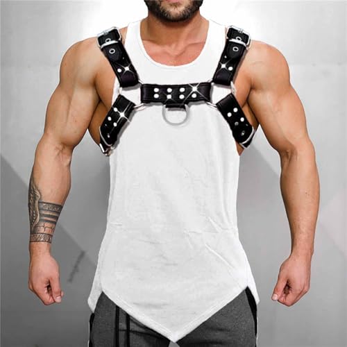 Fstrend Men's Chest Harness Leather Belt Black Shoulder Strap Rivets Fashion Rave Body Accessory4