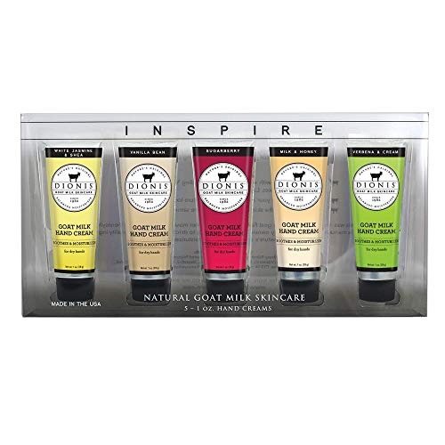Dionis - Goat Milk Skincare Inspire 5 Piece Scented Hand Cream Gift Set Includes Exclusive Scent (1 oz) - Made in the USA - Cruelty-free and Paraben-free