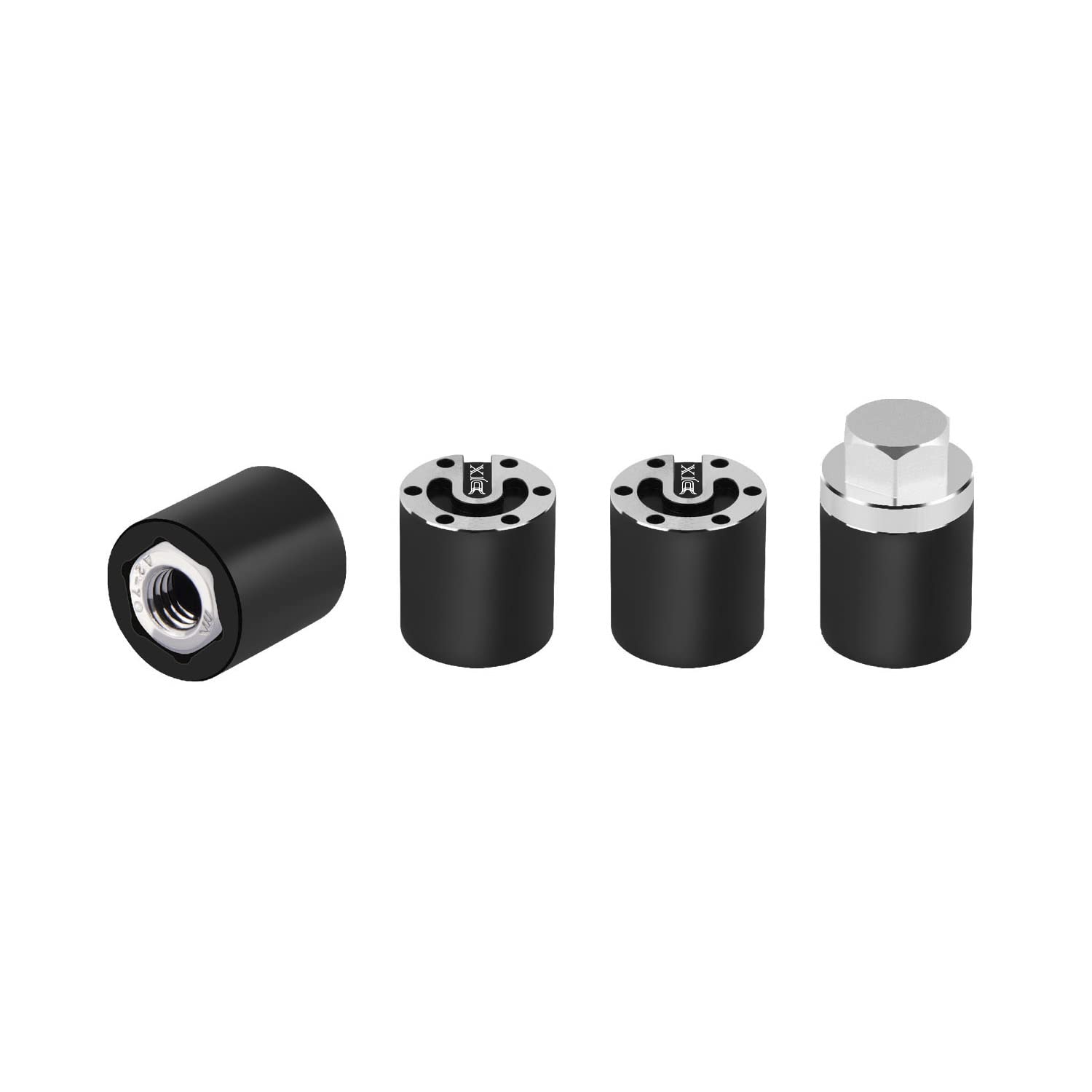 4PCS Aluminum M6 Center Lock Nut Wheel Caps Lug Nuts for 1/6 RC Crawler Car Axial SCX6 Jeep JLU Wrangler Upgrade Parts (Black)
