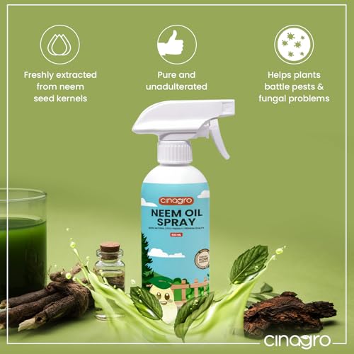 Image of Cinagro Neem Oil Spray (500ml, Ready-to-Use) Organic, Plant Protector, Removes Mealybugs, Fungus & Insect Control for All Plants, Indoor & Outdoor Use