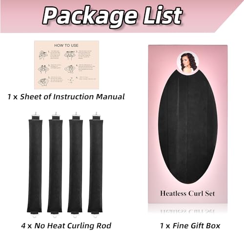 CEKEME 4Pcs Heatless Blowout Hair Curlers para Cabelos Longos, Jumbo Flexi Rods Soft Overnight Hair