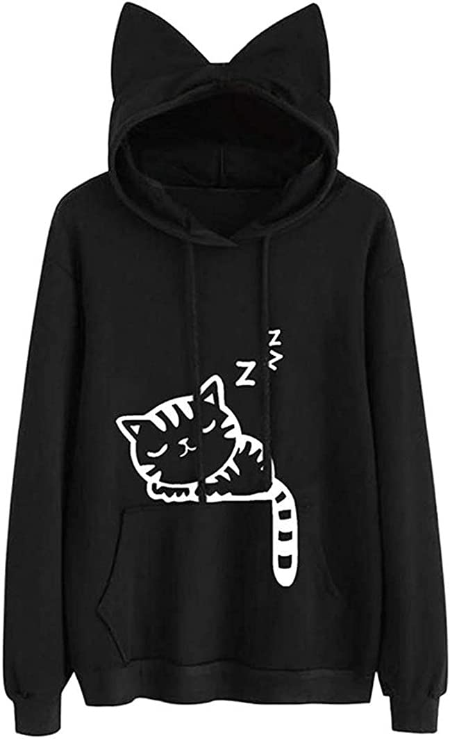 Fronage Women's Cotton Hooded Neck Sweatshirt (_Y a Black_S)