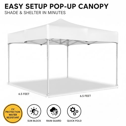 Image of OUTO Heavy Duty Gazebo Tent 6.5 ft | 16.8 Kg Strong Frame | UV Protection Foldable Pop-Up Canopy Tent with 4 Side Open | Outdoor Folding Tent for Garden, Terrace, Events & Promotional Use (White)