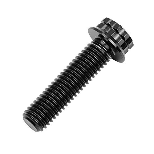 Image of Titanium Flange 12 Point Head M8 x15 20 25 30 35 40 45 50 55 60 65mm Screw Bolt Pack of 4 (M8x30mm, Black)