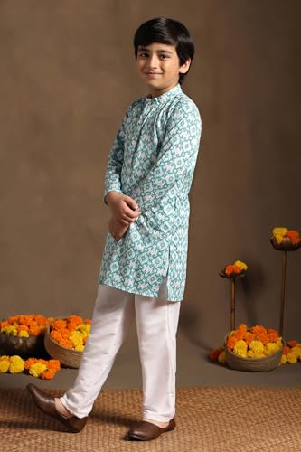 Image of Fashion Dream Boy Teal Kurta Pyjama Set|Boy Kurta Set|Kurta Pyjama Set